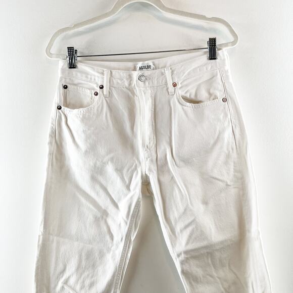 Agolde Parker High Rise Button Fly Crop Straight Leg Jeans White 27 / 4 - Picture 6 of 10